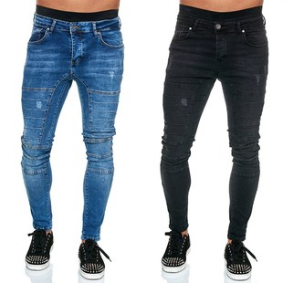 Motorcycle men's Leggings skinny jeans机车小脚裤紧身牛仔