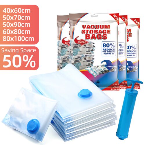 Vacuum Storage Bags Set for Travel Clothes Pillows Blankets