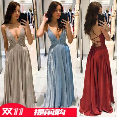 2021 new ladies halter dress evening gown with backless dres