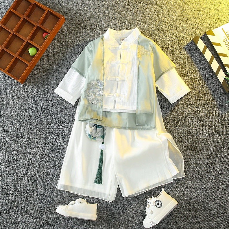 宝宝汉服秋季套装男童古装中国风春秋款儿童国学服夏季唐装小男孩