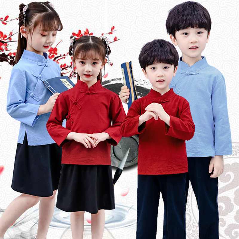 儿童民国风服装中小学生五四青年装男女童大合唱服演出服诗歌朗诵