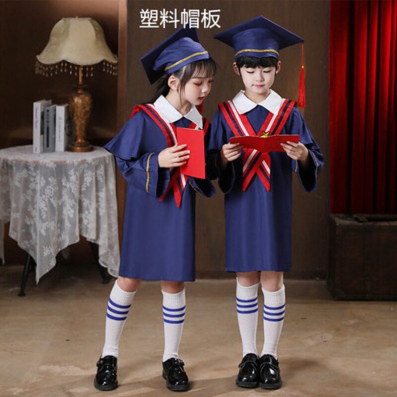 儿童博士服幼儿园学士服套装拍照礼服小学生毕业季服装男女毕业照