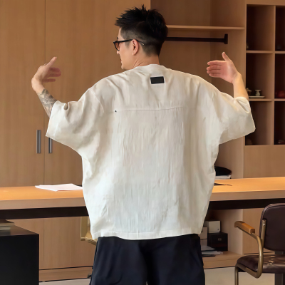 美式休闲潮牌蝙蝠袖阔版T恤短袖