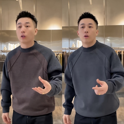 桑蚕丝绵羊毛加厚圆领卫衣高级感