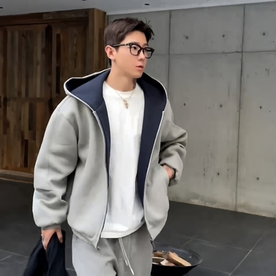 美式高街重磅双拉链连帽外套