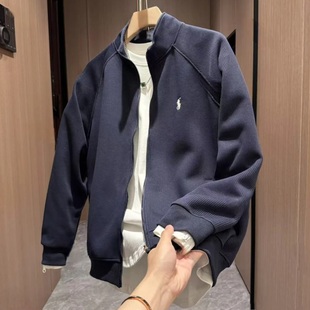 春秋爆款 宽松百搭上衣外套 潮牌针织刺绣立领夹克男轻奢高级感时尚