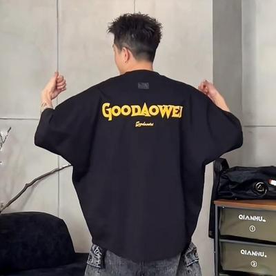 美式潮牌蝙蝠袖简约休闲圆领短袖