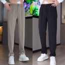 春夏新款 冰丝垂感丝滑直筒西裤 男简约高档时尚 抗皱显瘦百搭休闲裤