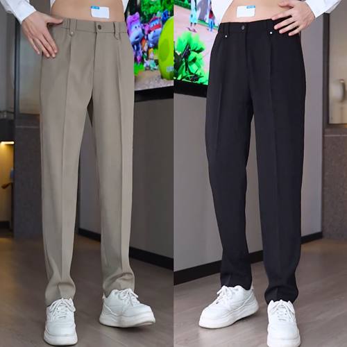 冰丝垂感丝滑直筒西裤百搭休闲裤