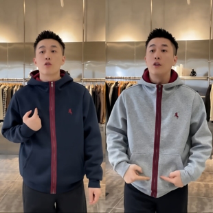 秋季新款高档刺绣连帽外套男高级感简约时尚百搭宽松休闲开衫卫衣