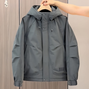 百搭加厚保暖防风冲锋衣 连帽棉服夹克外套男时尚 2025冬季 潮牌工装