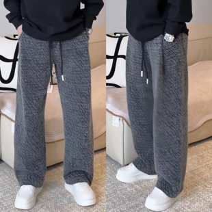 宽松百搭阔腿长裤 秋冬新款 高级感时尚 男士 绒面加厚潮牌直筒休闲裤