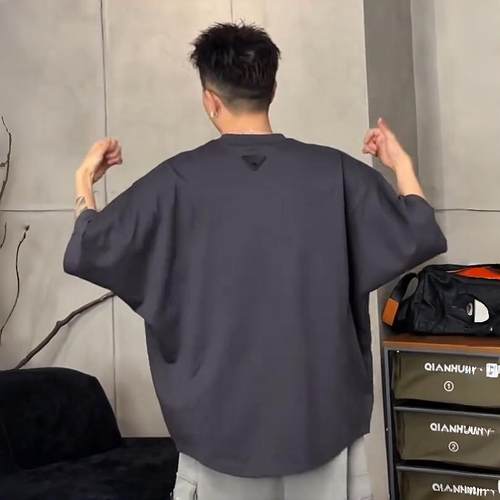 美式痞帅简约蝙蝠袖休闲圆领短袖