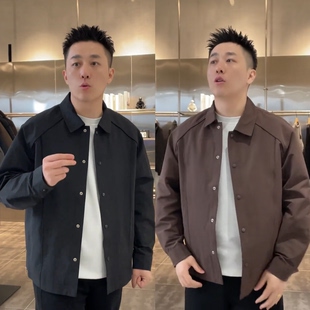 2026春季 复古纯色翻领夹克男高级感百搭宽松时尚 休闲衬衫 外套 美式