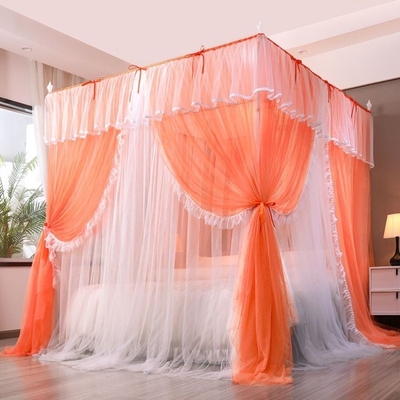 开门双层宫廷1.5款米/加厚帐纱支架1.8落地公主蚊帐双人三风加密