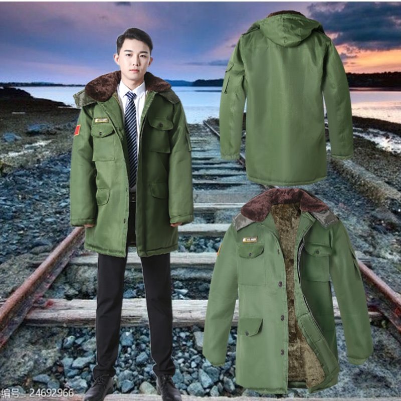 保暖长款冬季加厚87棉士兵户外棉大衣大衣军大衣巡夜服男中款劳保