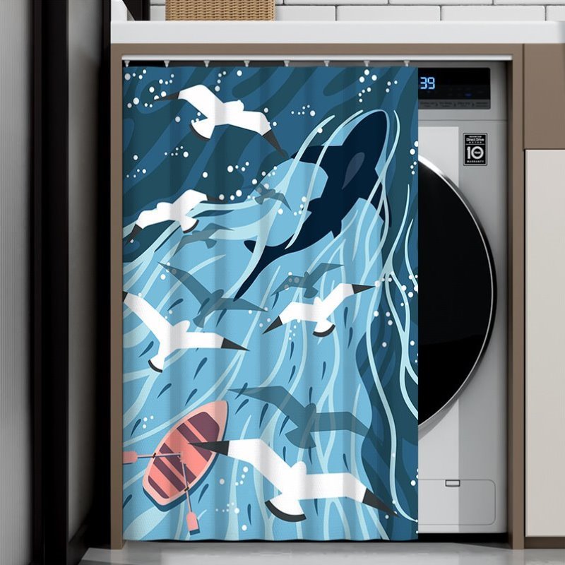 洗衣机遮挡防水遮光帘布罩盖遮阳帘子防晒滚筒防晒隔热帘阳台罩布