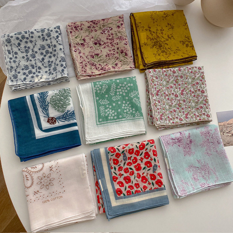 韩版碎花波点多色领巾文艺森系头巾发带女春夏季田园风印花丝巾