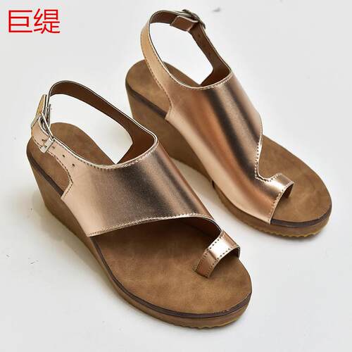 2019新wish亚马逊独立站Joom eabay外贸大码轻底豹纹凉鞋女