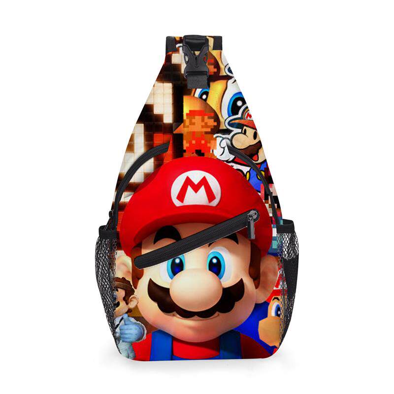 现货马里奥mario中小学生斜挎腰包男潮流小挎包户外旅游胸包