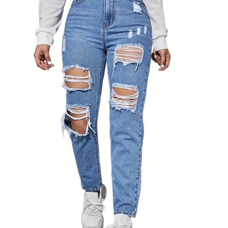 PD08286#外贸新款女装跨境亚马逊wish破洞性感高腰欧美女士牛仔裤,女装/女士精品,牛仔裤,淘宝优惠券,粉丝福利购,淘宝优惠卷