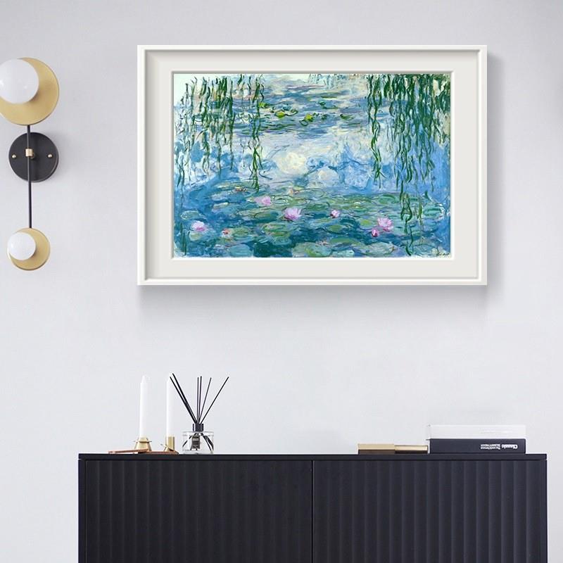 莫奈睡莲油画装饰画芯墙艺术壁画家居客厅挂画框画芯图片
