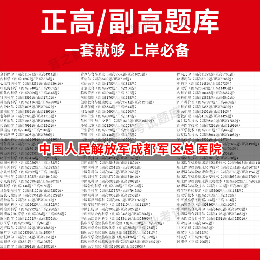 中国人民解放军成都军区总医院医学高级职称副高正高级考试宝典题库卫生高级职称历年真题护理学教材妇产科副主任医师护师中医内科