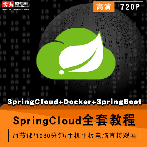 springcloud零基础入门到精通视频教程docker/springboot软件教学全套网课程在线课程自学新手0基础实战培训进阶案例网课素材源文
