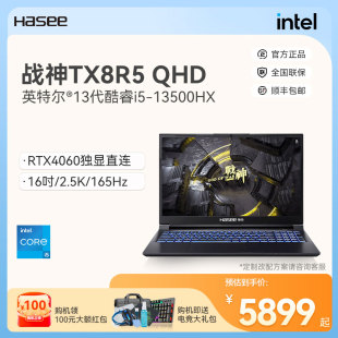 RTX4060 8G15.6吋轻薄窄边框笔记本 Hasee神舟13代i7战神Z8R7 TX8R7独显直连 Z8D6 官方专卖店热销爆款