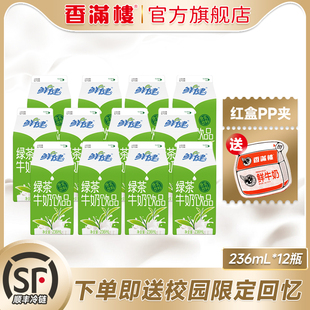 香满楼绿茶奶盒装 顺丰发货 236ml低温奶学生奶便携绿茶牛奶饮品