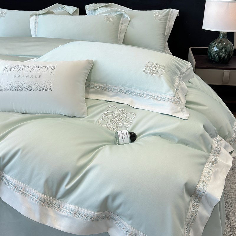 A类200支长绒棉四件套100%全棉床单被套床笠轻奢裸睡床上用品