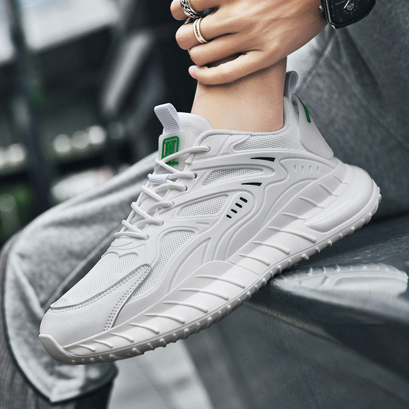 白色加厚网运动鞋男2026新款休闲百搭气垫鞋情侣男女鞋老爹跑步鞋,流行男鞋,老爹鞋,淘宝优惠券,粉丝福利购,淘宝优惠卷