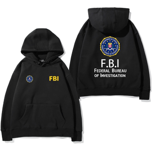 FBI美国联邦调查局特工电影周边连帽卫衣男女春秋加绒舒适上衣服
