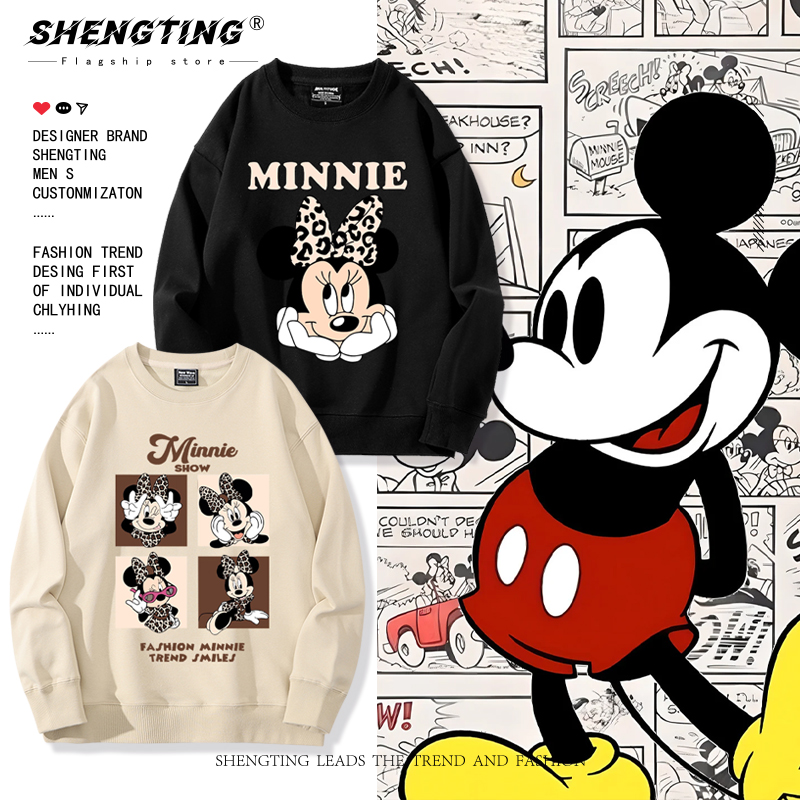 米奇米老鼠动漫周边联名圆领卫衣男女生情侣装秋冬加绒长袖外套潮
