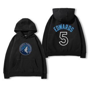 森林狼队爱德华兹同款华子篮球服连帽卫衣男女秋冬加绒百搭衣服潮