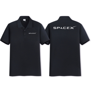SpaceX太空宇航局航天宇航员周边商务短袖POLO衫男装翻领棉上衣服