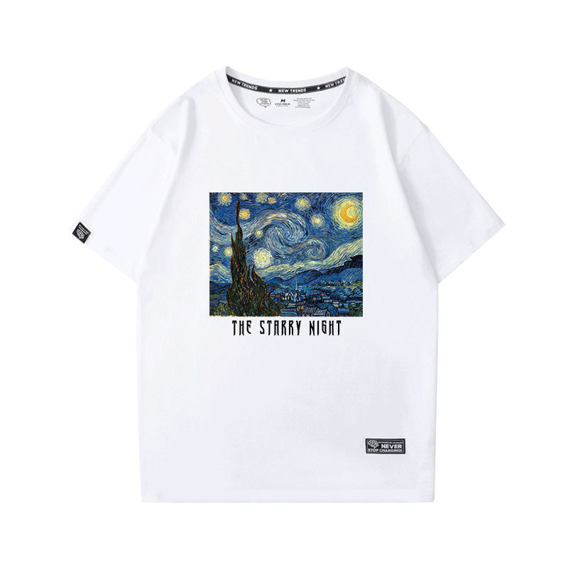 世界名画至爱梵高作品向日葵星空夜咖啡馆t恤短袖男2023春夏新品