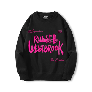 快船队威少0号涂鸦圆领卫衣男威斯布鲁克篮球休闲宽松秋冬外套潮