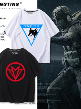 暗区突围游戏白狼连队黑金国际徽章作战服男生战术T恤纯棉COS衣服