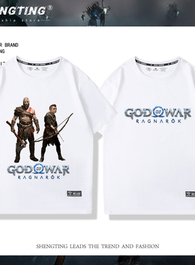 战神5T恤短袖男生百搭索尼游戏KRATOS奎托斯奎爷诸神黄昏纯棉半袖