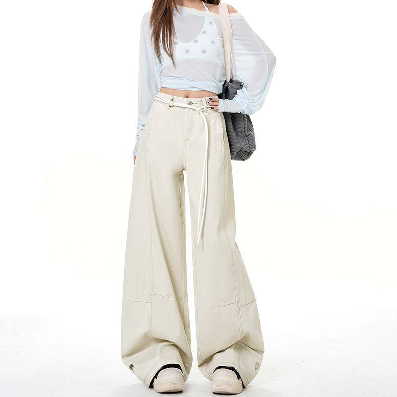 棕色裤子女款弯刀裤梨型身材遮胯直筒牛仔裤秋冬新款显瘦阔腿裤子,女装/女士精品,牛仔裤,淘宝优惠券,粉丝福利购,淘宝优惠卷