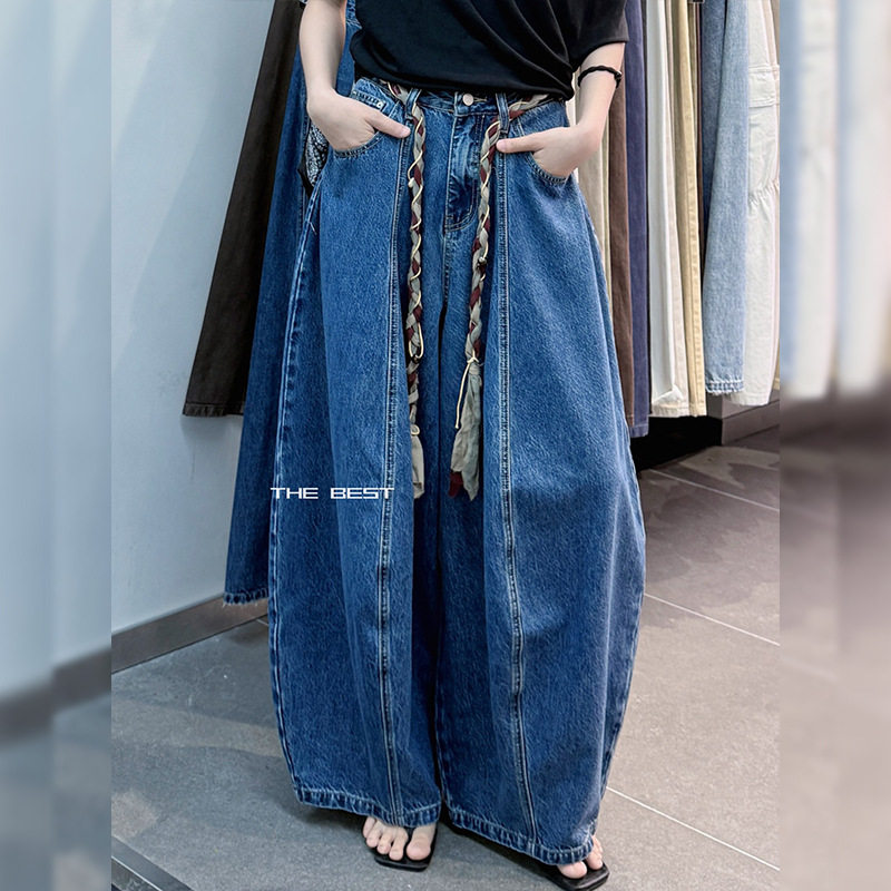 欧货设计感弯刀牛仔裤女秋季新款宽松显瘦高腰阔腿九分奶奶裤,女装/女士精品,牛仔裤,淘宝优惠券,粉丝福利购,淘宝优惠卷