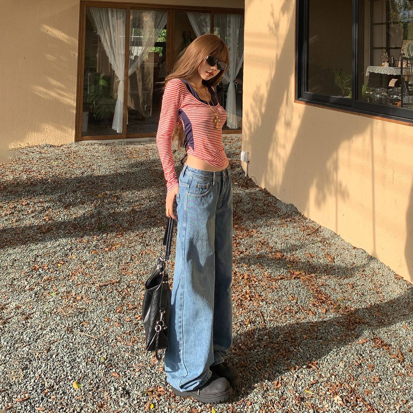 26ss | 2026春夏新款牛仔美式复古长裤显瘦舒适辣妹垂感拖地慵懒,女装/女士精品,牛仔裤,淘宝优惠券,粉丝福利购,淘宝优惠卷