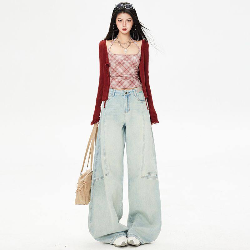 2026春装新款阔腿裤女装牛仔裤直筒裤复古蓝牛仔长裤&加长,女装/女士精品,牛仔裤,淘宝优惠券,粉丝福利购,淘宝优惠卷