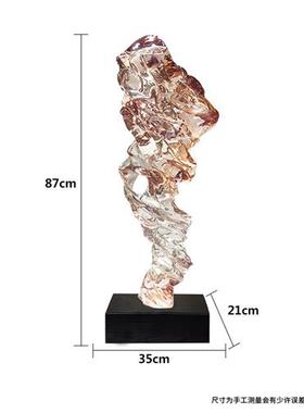 别墅酒店家居客厅电视柜玄关轻奢高档抽象摆件透明树脂雕塑装饰品
