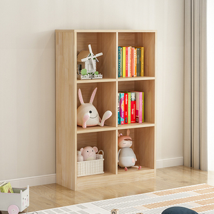 实木儿童书架置物架落地简易家用客厅学生多层小书柜收纳储物格子