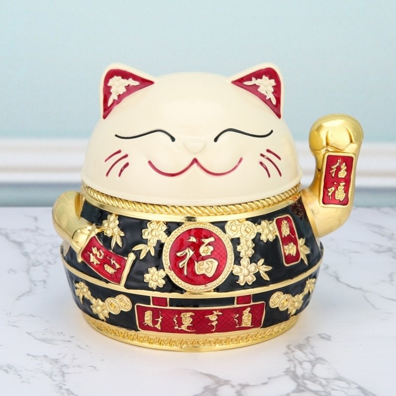 防风办公室摆件欧式床头可爱新年礼物中古烟缸彩色飞灰烟灰缸招财