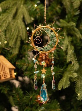 太阳碎石房间捕捉风铃捕梦网阳光水晶捕手天然装饰阳台送挂件彩虹