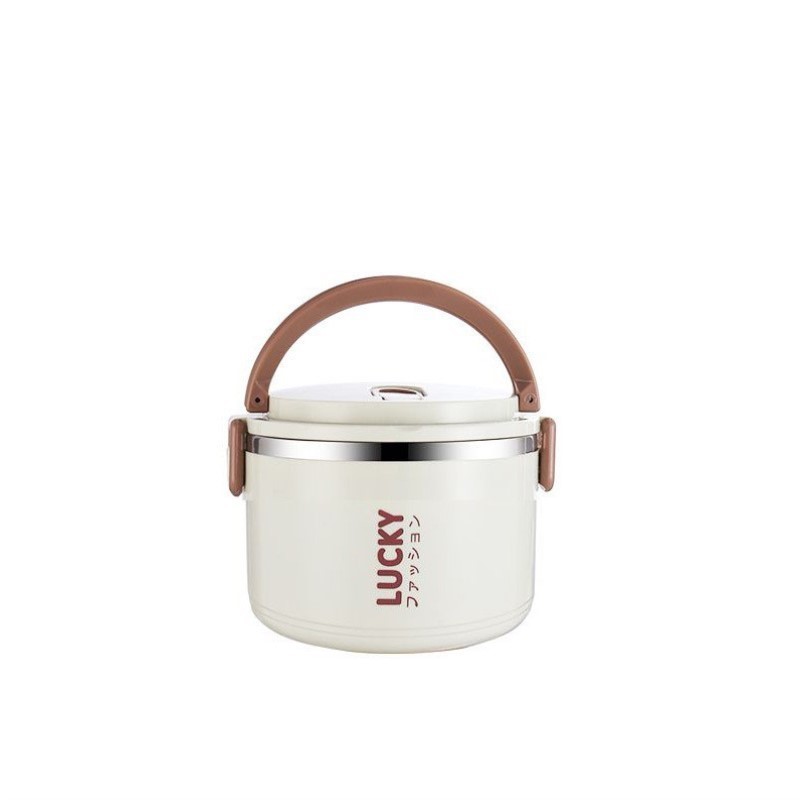 餐盒上班族手提袋成人带盖便当保温学生饭桶饭盒大容量圆形不锈钢