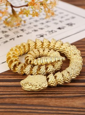 饰品摆件纯桌面年活动生肖男蛇响尾蛇可复古内黄铜立体送礼车